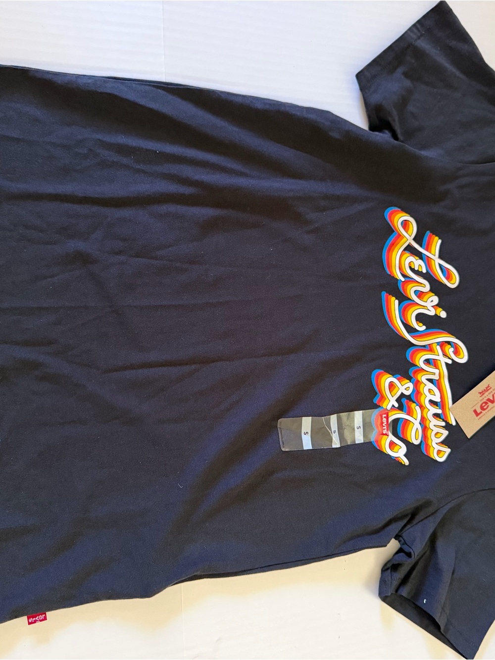 Levi's Black Tee with Colorful Retro Script Logo